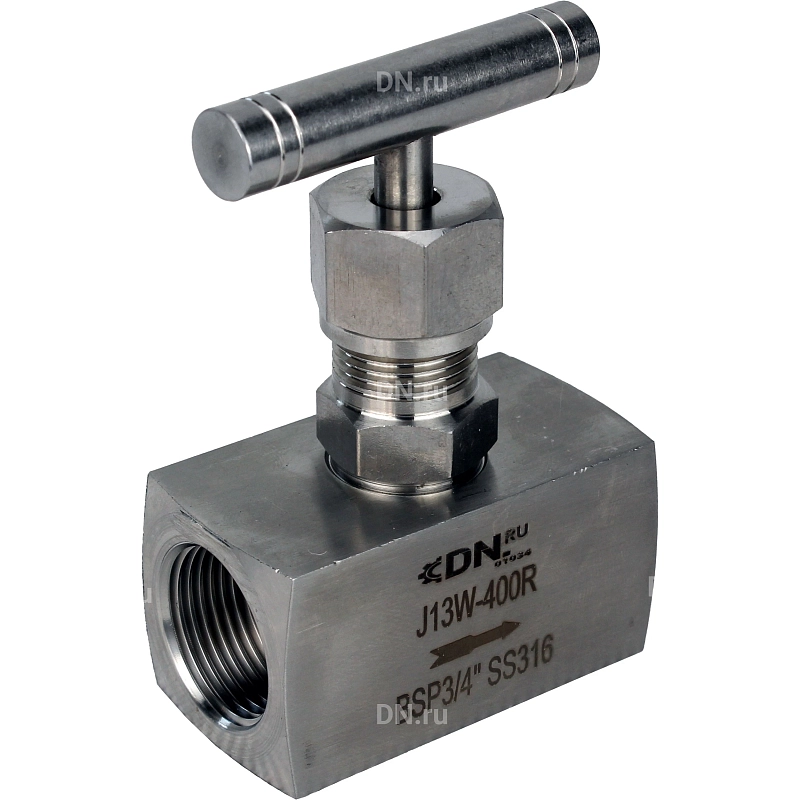 Клапан игольчатый VN3232M-T-Ht 3/8″ Ду10 Ру400 резьбовой, корпус - нержавеющая сталь 316, уплотнение - металл, с Т-образной рукояткой